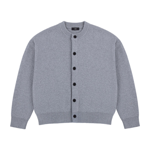 IDLT cardigan, gray front.