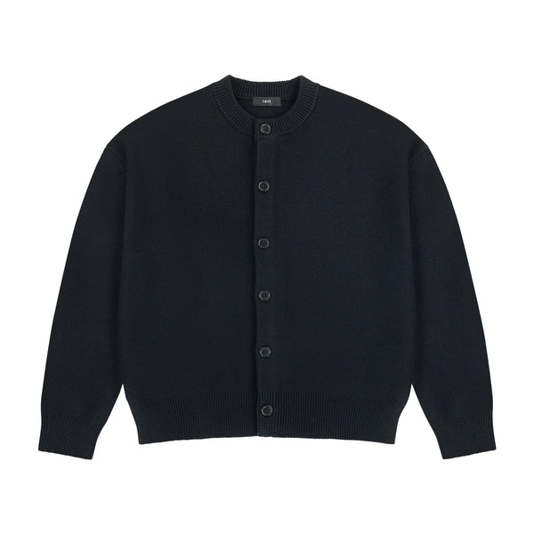 IDLT cardigan, black front.