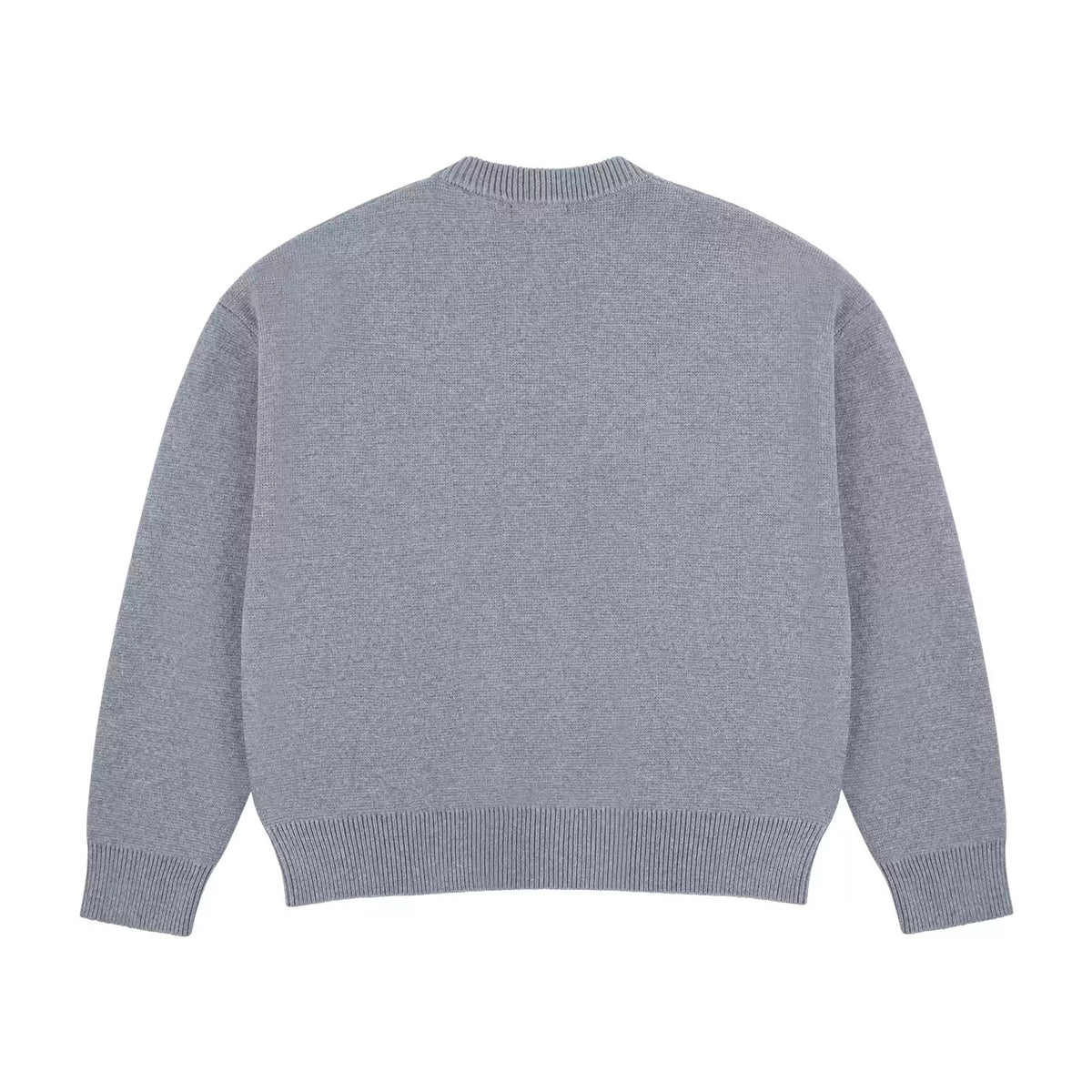 IDLT cardigan, gray back.
