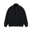 IDLT stand collar cardigan, black front.