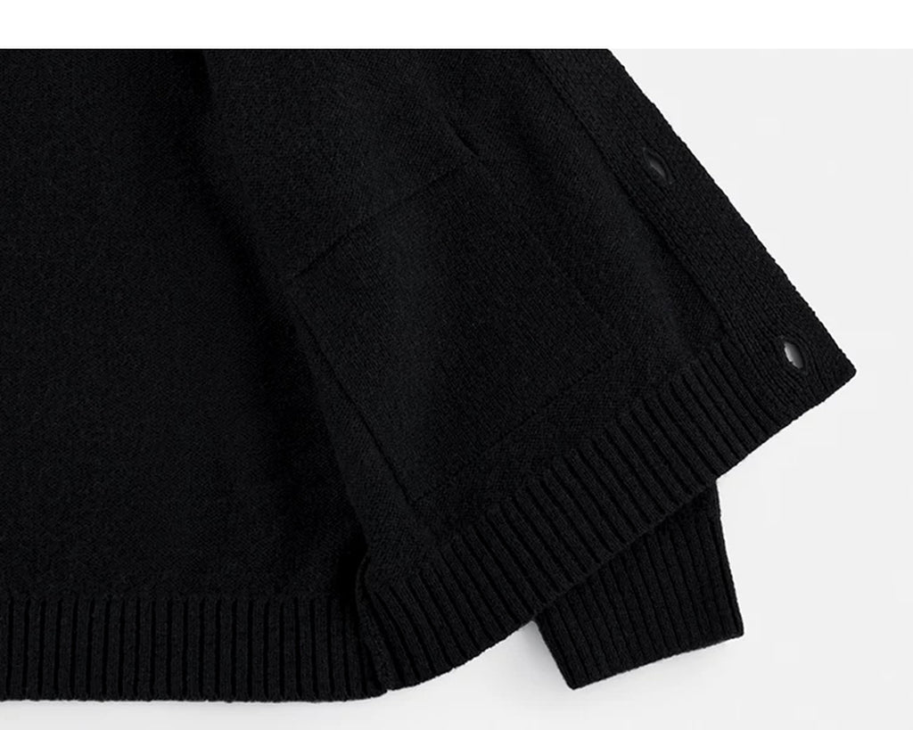 IDLT stand collar cardigan, black inner pocket.