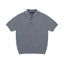 IDLT knit polo shirt, gray front.