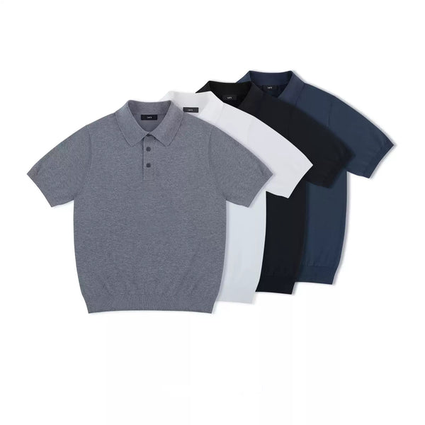 IDLT knit polo shirt, layered color lineup.