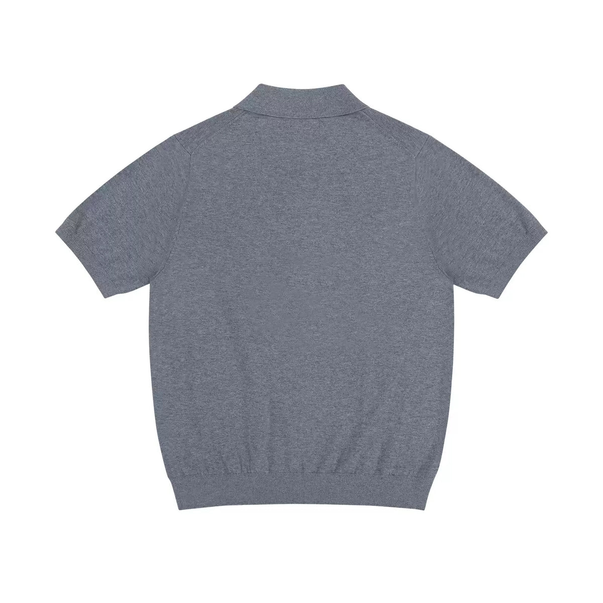 IDLT knit polo shirt, gray back.