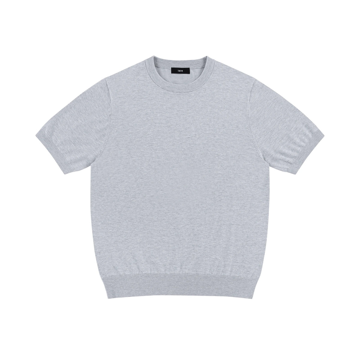 Clean-Cut Knit Tee, light gray front view.