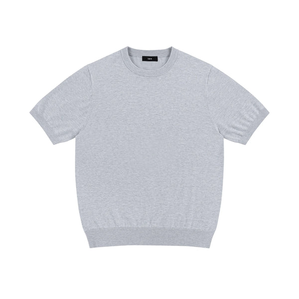 Clean-Cut Knit Tee, light gray front view.