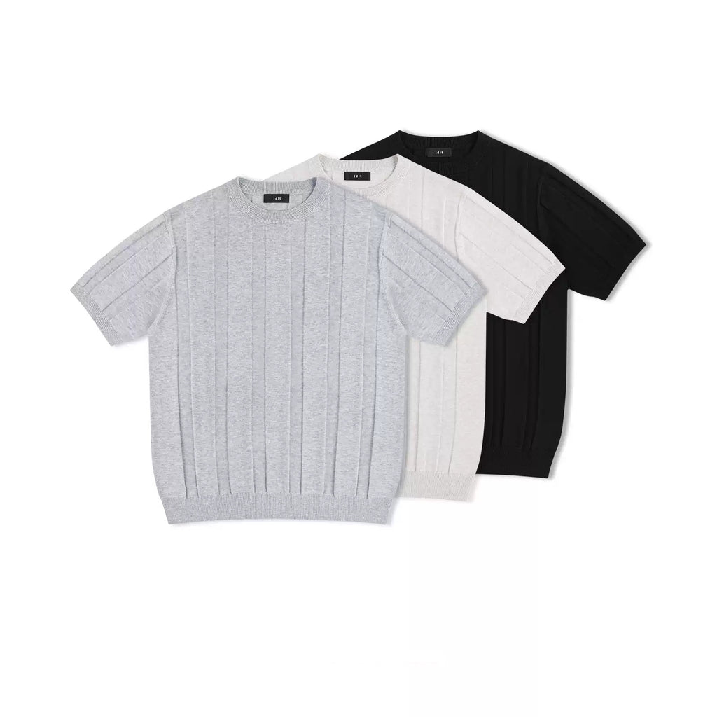 IDLT ribbed short sleeve sweater, color lineup.