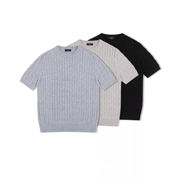 IDLT cable knit short sleeve sweater, color lineup.