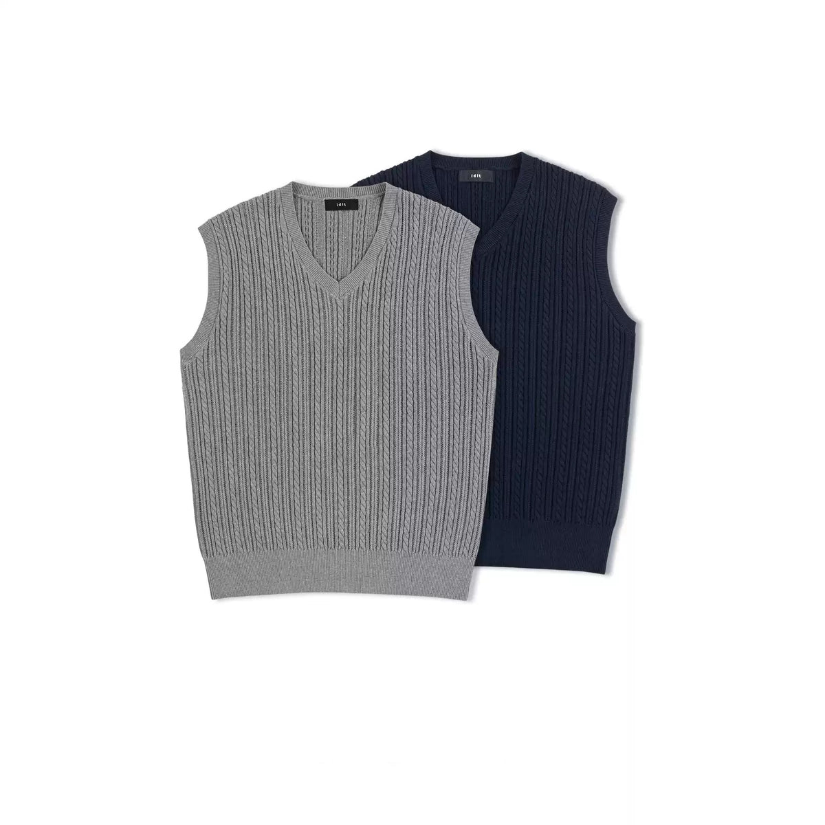 IDLT cable knit vest, color lineup.
