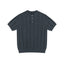 IDLT knit short sleeve henley, dark gray front.