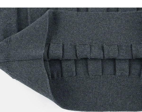 IDLT knit short sleeve henley, dark gray folded hem.