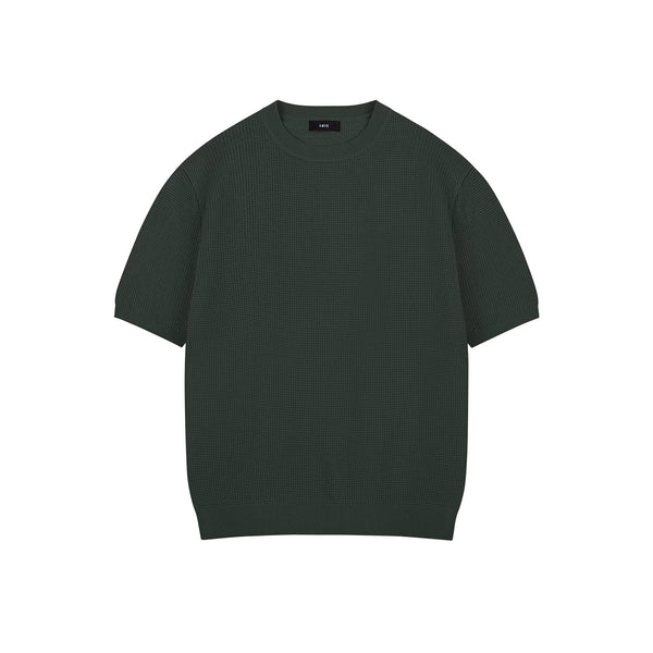 IDLT textured short sleeve sweater, green front.