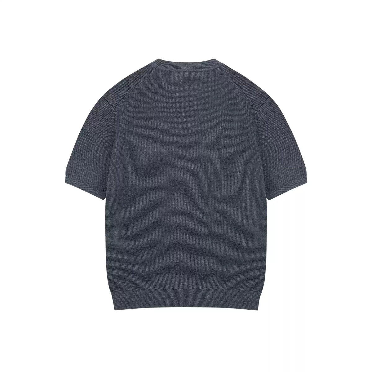 IDLT textured short sleeve sweater, blue gray back.