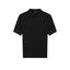 IDLT cable knit polo, black front.