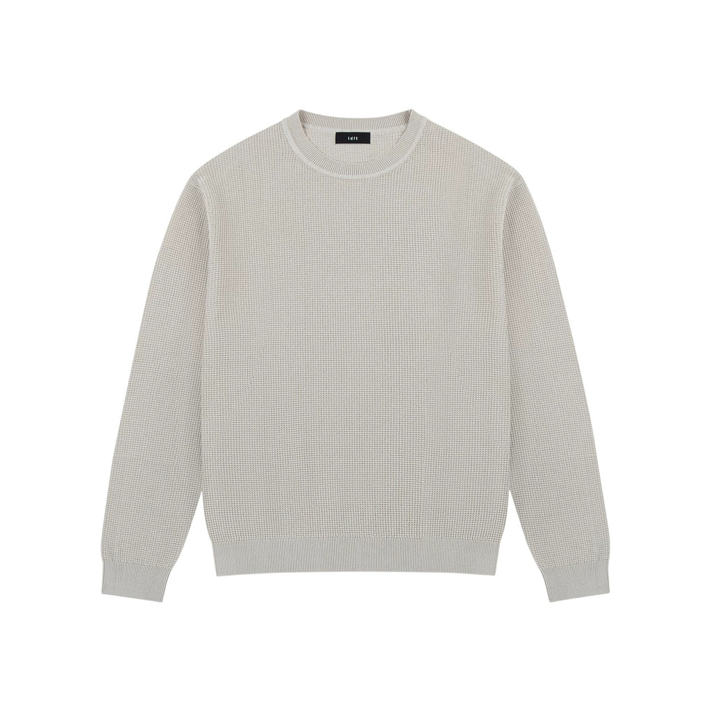 IDLT textured sweater, cream front.