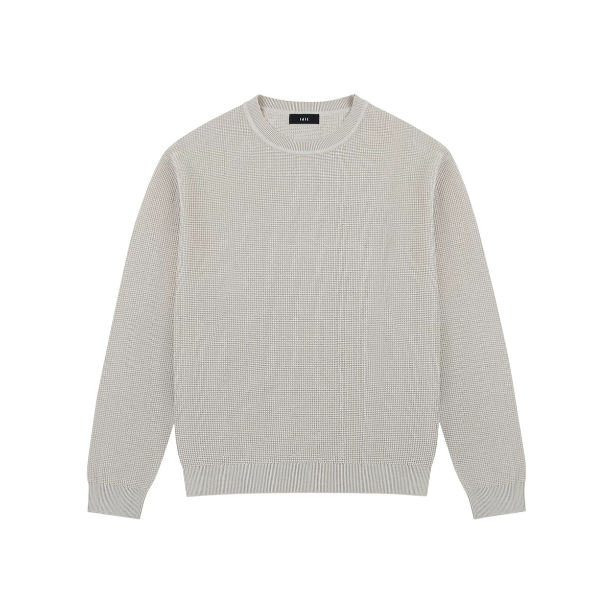 IDLT textured sweater, cream front.