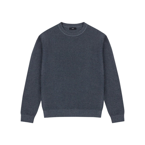 IDLT textured sweater, blue gray front.