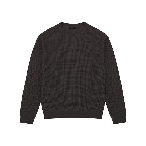 IDLT textured sweater, brown front.
