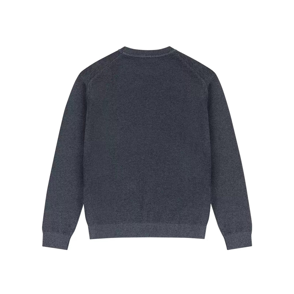 IDLT textured sweater, blue gray back.