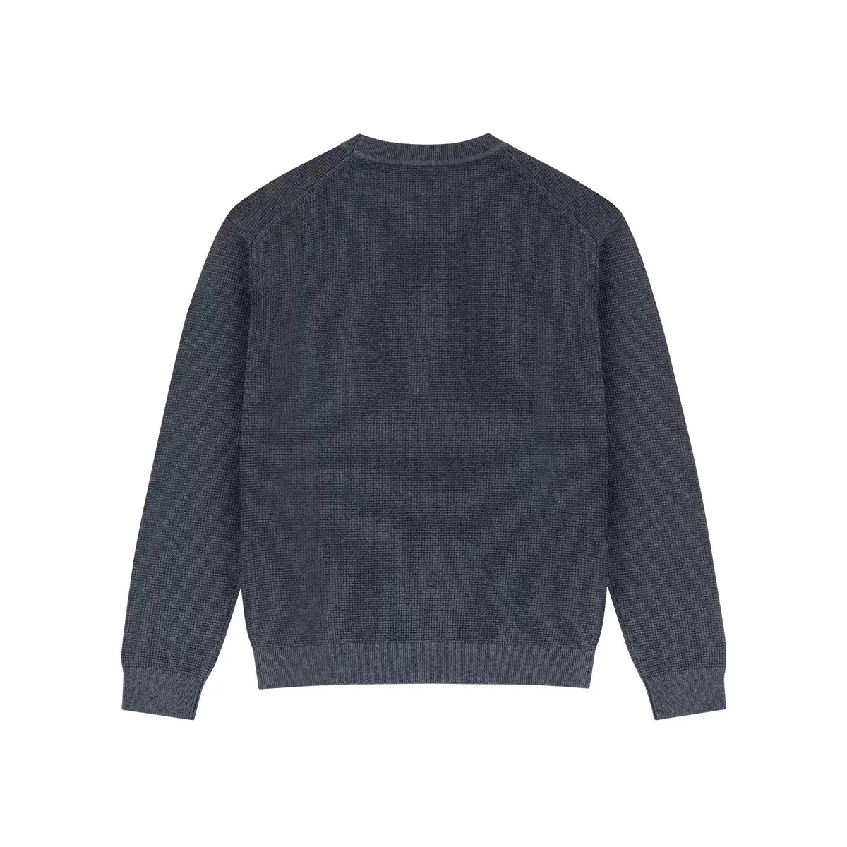 IDLT textured sweater, blue gray back.