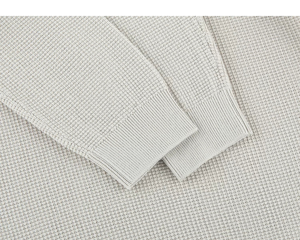 IDLT textured sweater, cream cuffs.