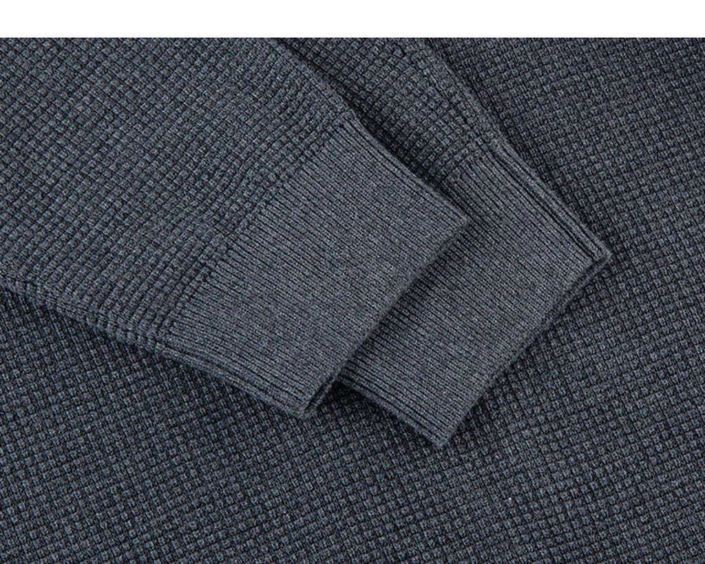 IDLT textured sweater, blue gray cuffs.