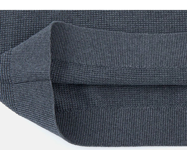 IDLT textured sweater, blue gray folded hem.