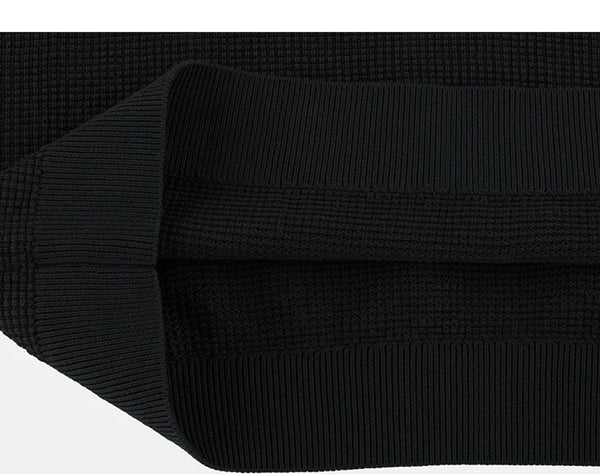 IDLT textured sweater, black folded hem.
