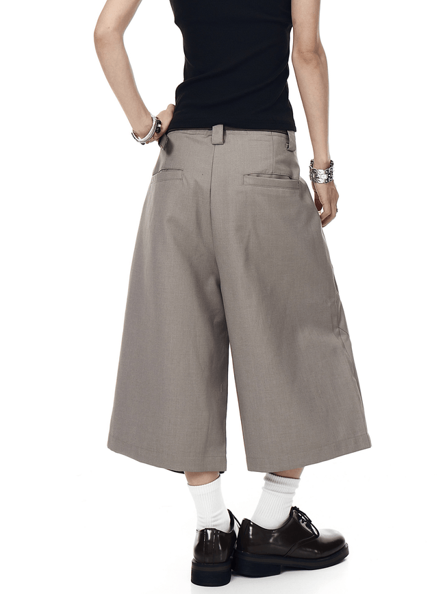 Wrinkle-Detail Wide-Leg Cropped Trousers Main Image