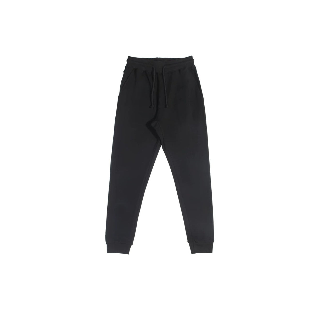 IDLT joggers, black front.