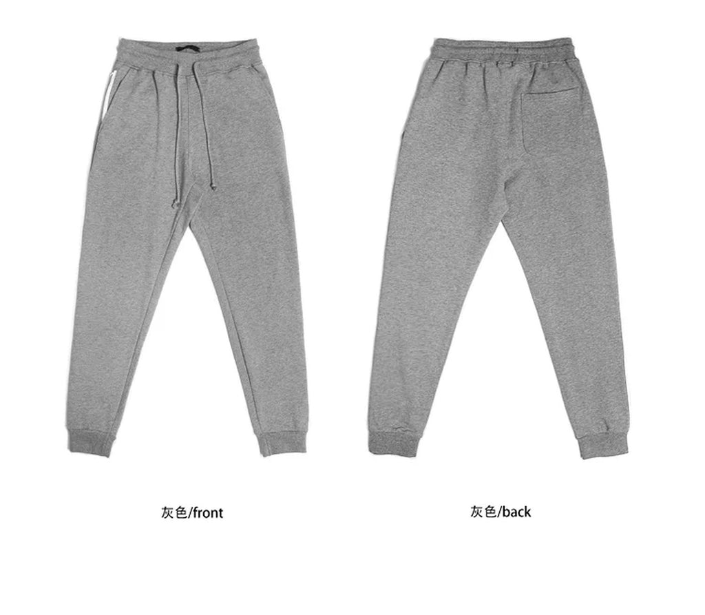 IDLT joggers, gray front and back comparison.