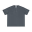 IDLT short sleeve henley, dark gray front.