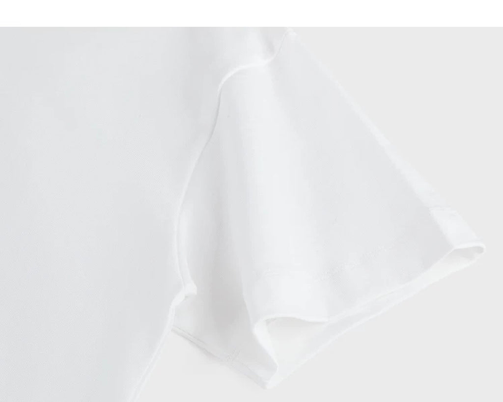 IDLT short sleeve henley, white sleeve.