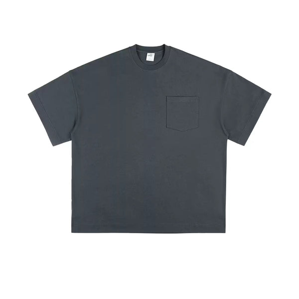 IDLT pocket T-shirt, dark gray front.