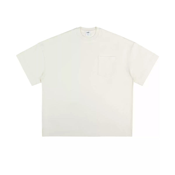 IDLT pocket T-shirt, cream front overview.