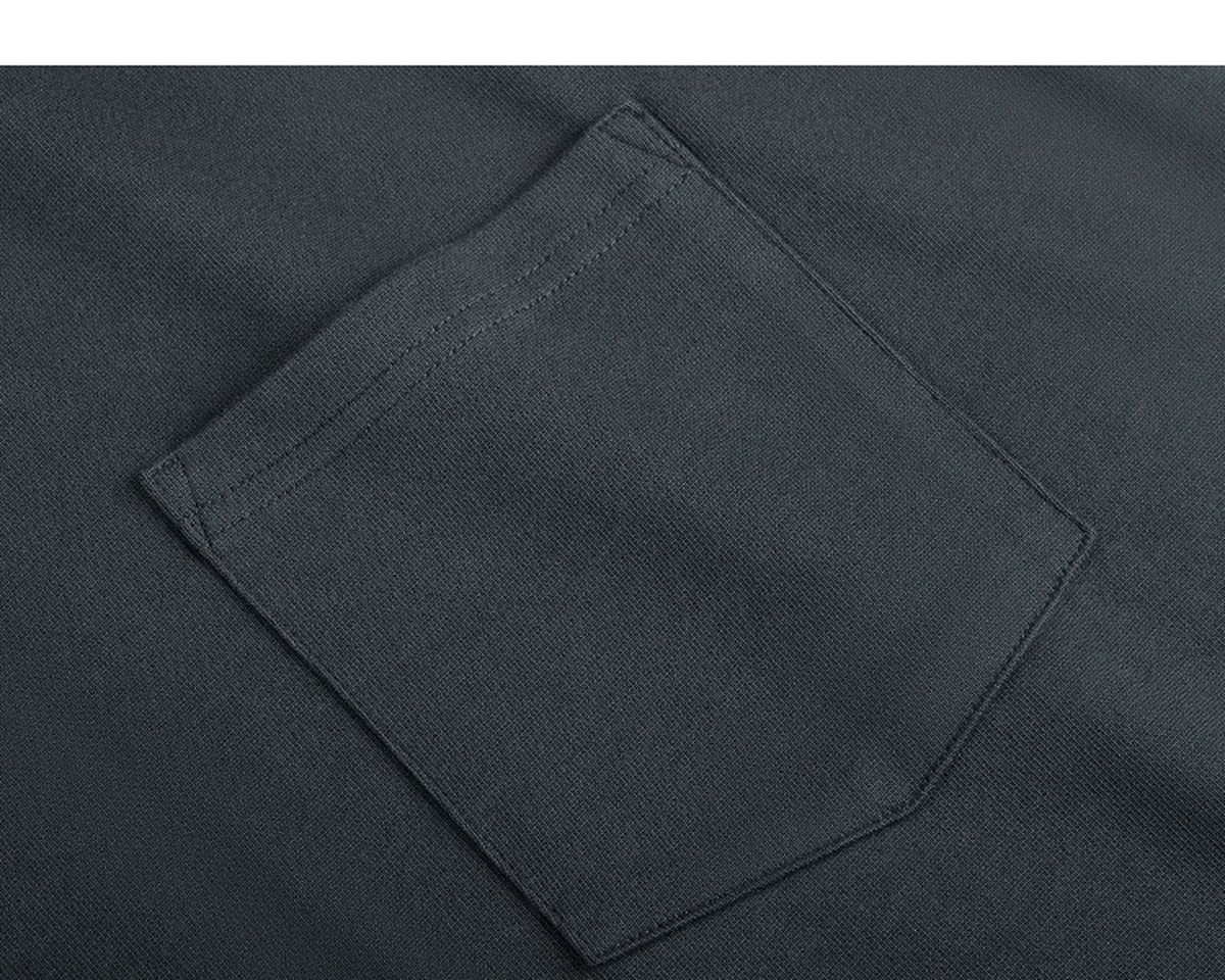 IDLT pocket T-shirt, dark gray chest pocket.