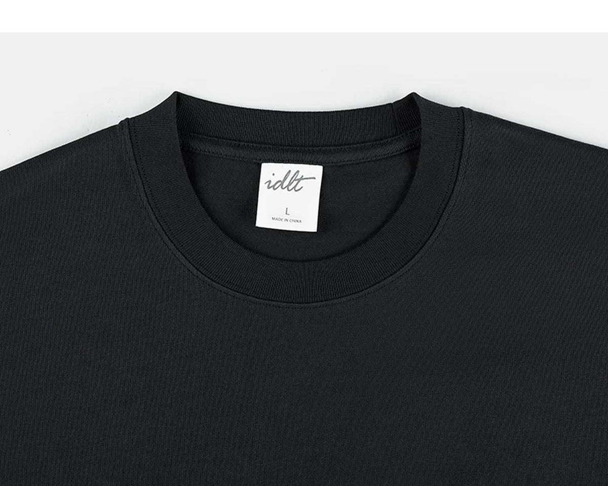 IDLT pocket T-shirt, black crewneck.