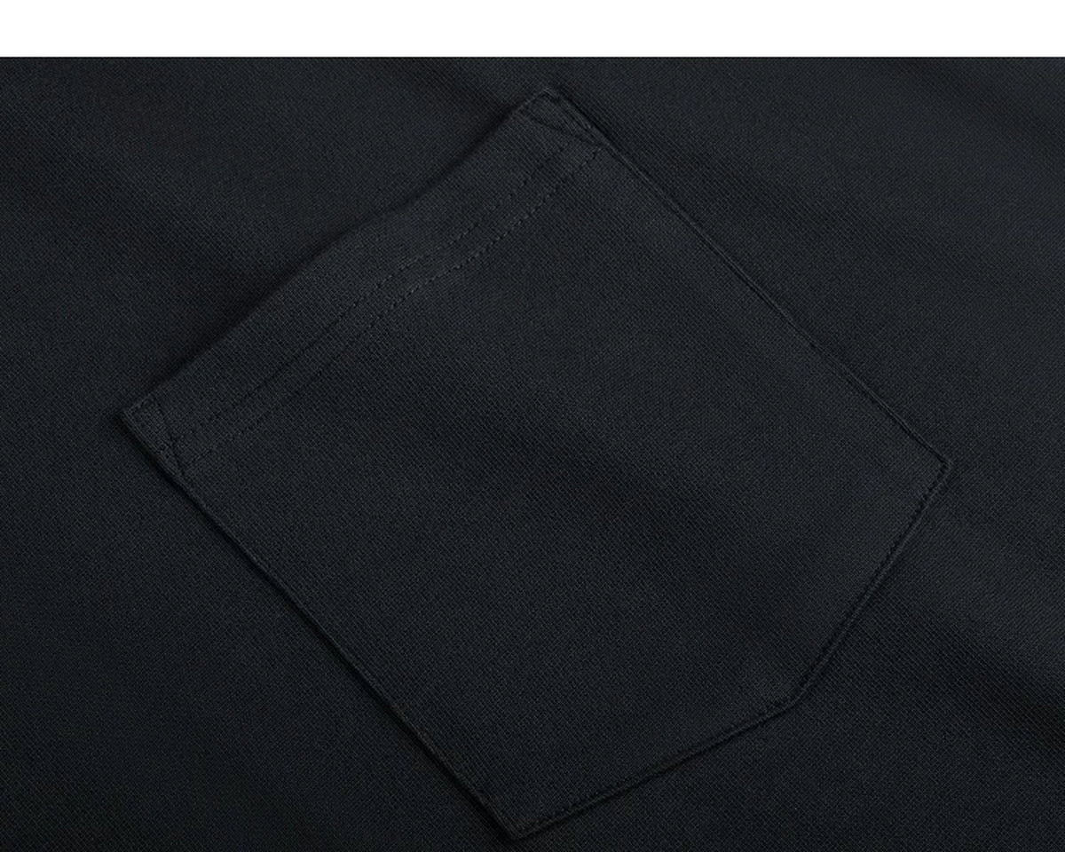 IDLT pocket T-shirt, black chest pocket.