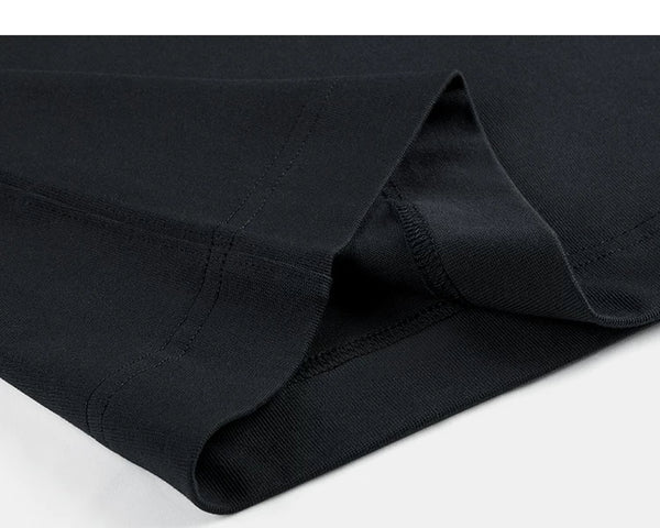 IDLT pocket T-shirt, black folded hem.