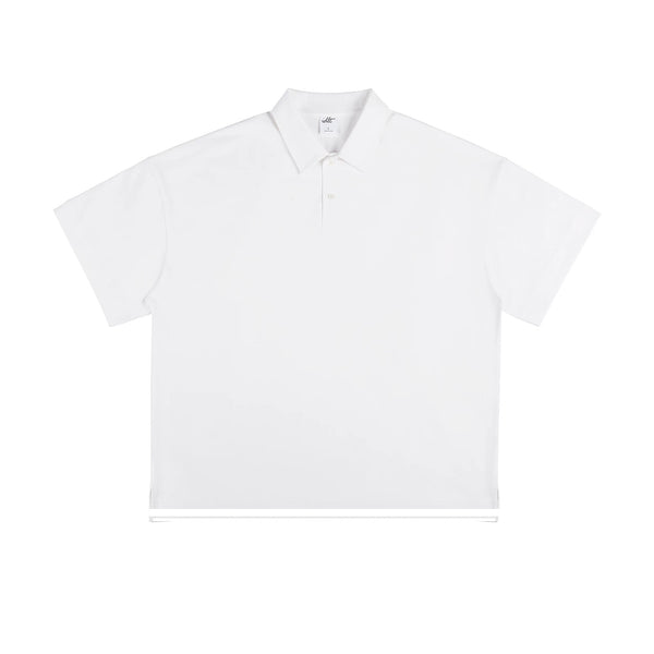 IDLT short sleeve polo, white front.