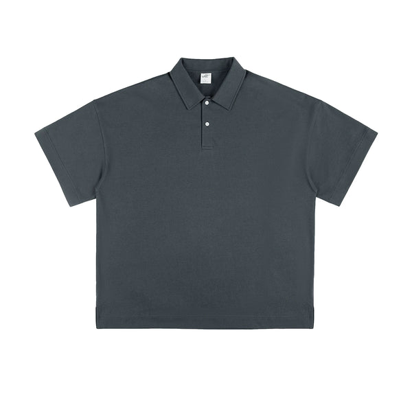 IDLT short sleeve polo, dark gray front.