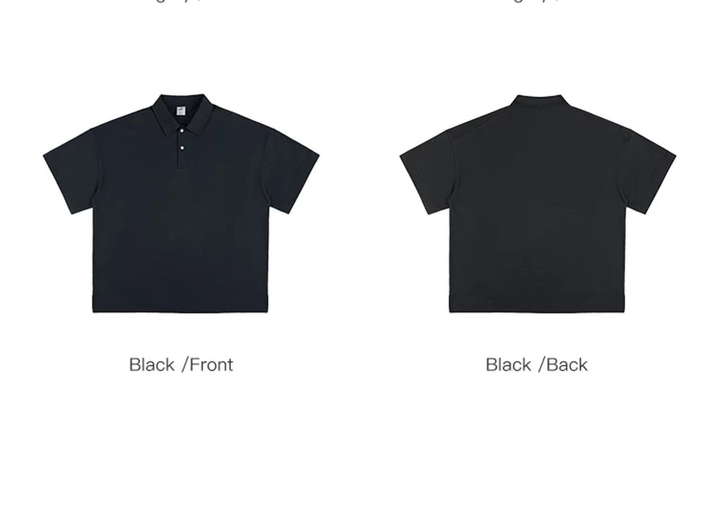 IDLT short sleeve polo, black front and back comparison.