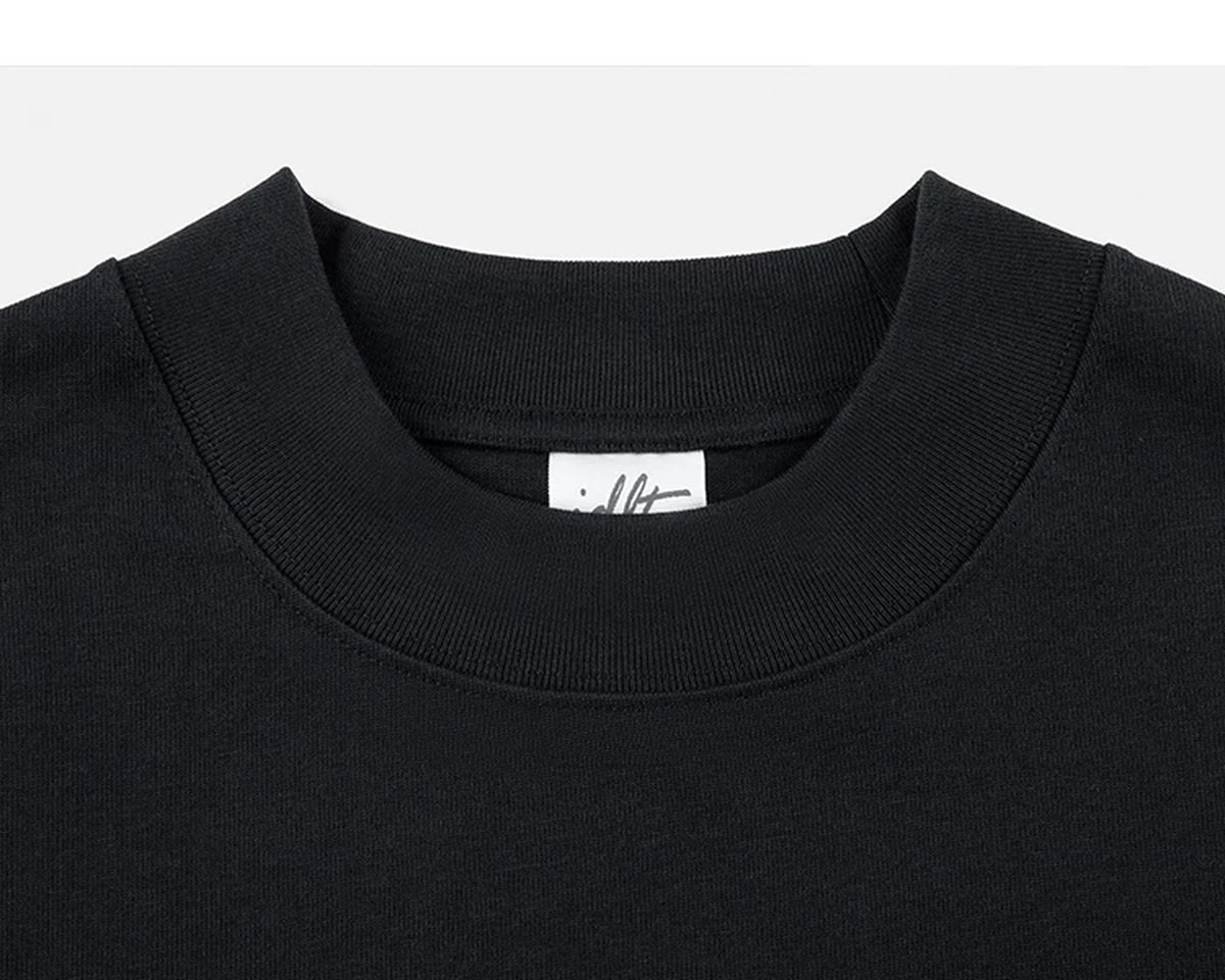 IDLT T-shirt, black crewneck.