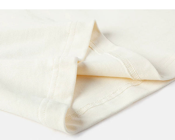IDLT long sleeve pocket T-shirt, cream folded hem.