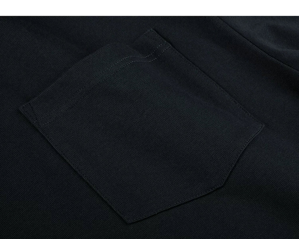 IDLT long sleeve pocket T-shirt, black chest pocket.