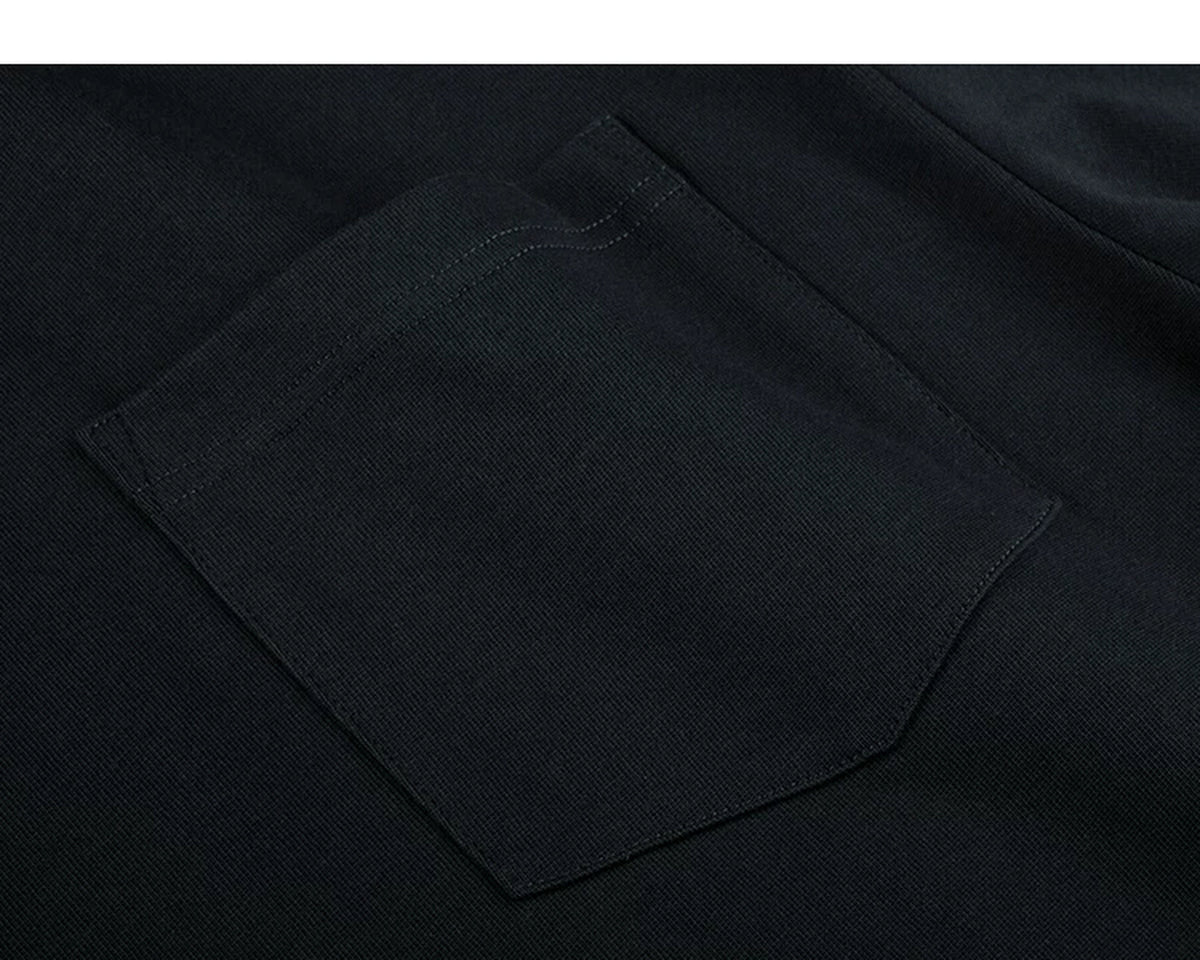 IDLT long sleeve pocket T-shirt, black chest pocket.