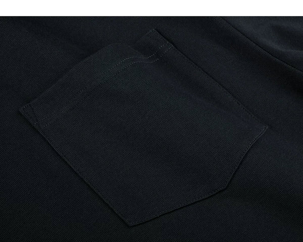IDLT long sleeve pocket T-shirt, black chest pocket.