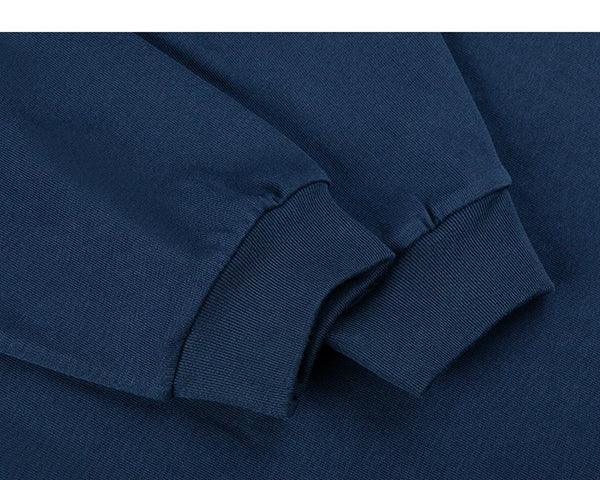 IDLT long sleeve T-shirt, navy cuffs.