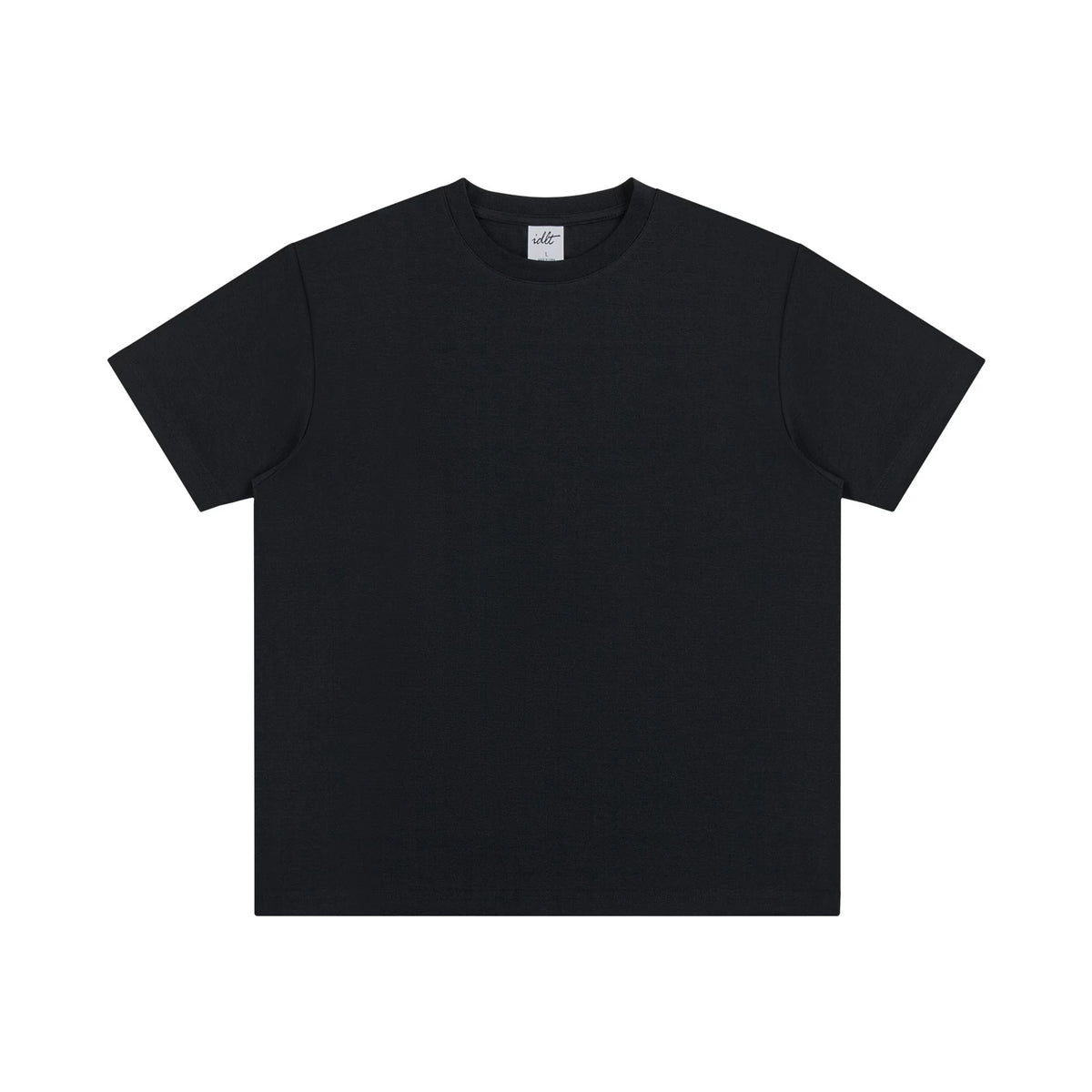 IDLT T-shirt, black front.