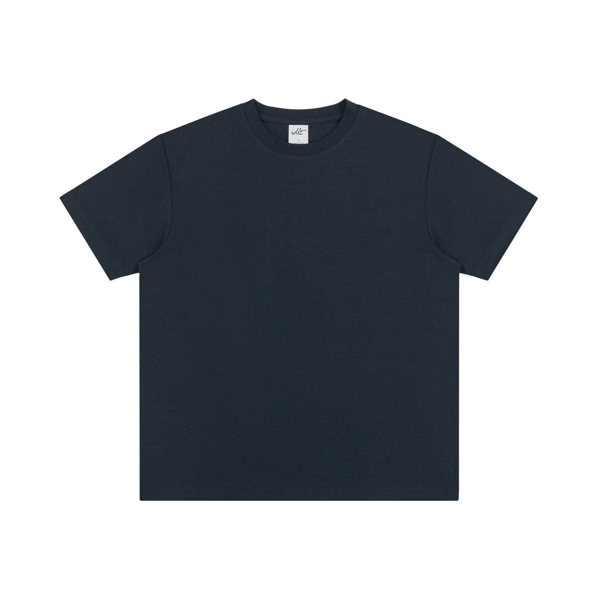 IDLT T-shirt, navy front.
